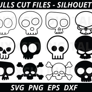 Skull SVG, Skull Silhouette, Skull Outline SVG, Skull cut files, Skull DXF, Skull Head Svg, Cute Skull Svg, Skull Clipart, Digital Files
