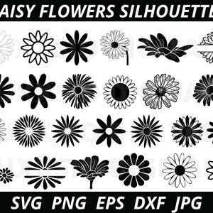Daisy Svg, Flower Svg, Plant Svg, Daisy Silhouette, Spring Flowers Svg, Flower Silhouette, Daisy Cut Files, Daisy clip art, Spring Svg