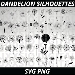 Dandelion Svg, Dandelion Png, Flower Svg, Floral Svg, Wildflower Svg, Dandelion, Botanical Svg, Svg Files for Cricut, Dandelion Clipart, PNG