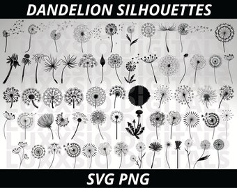 Dandelion Svg, Dandelion Png, Flower Svg, Floral Svg, Wildflower Svg, Dandelion, Botanical Svg, Svg Files for Cricut, Dandelion Clipart, PNG