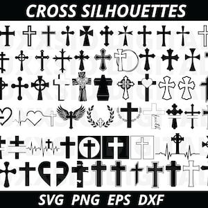 Cross Svg, Cross Silhouettes, Cross Cut Files, Celtic Cross Svg, Jesus Cross Svg, Cross with wings Svg, Files for Cricut, Silhouette,Dxf,Png