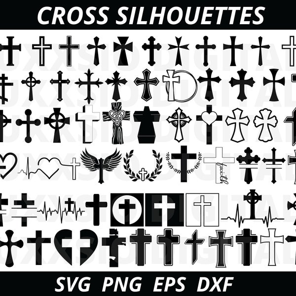 Cross Svg, Cross Silhouettes, Cross Cut Files, Celtic Cross Svg, Jesus Cross Svg, Cross with wings Svg, Files for Cricut, Silhouette,Dxf,Png