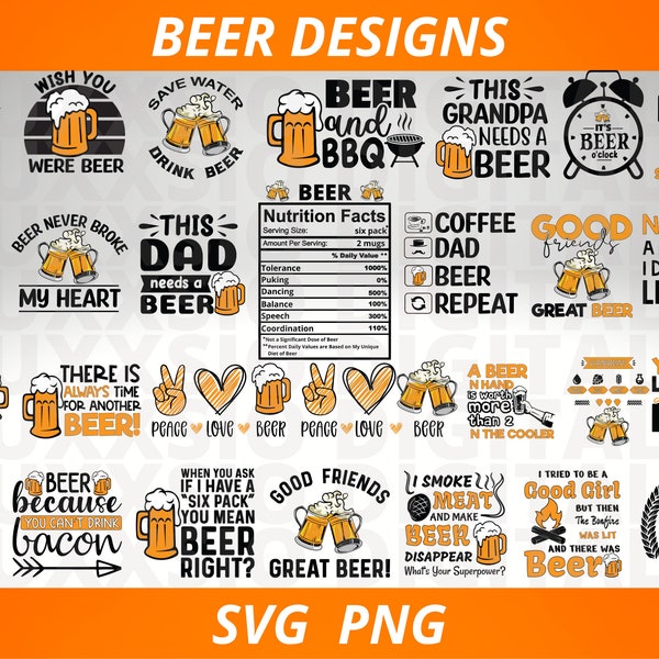 Beer Svg Bundle, Beer Design Svg, Beer Mug Svg,Beer BBQ Svg,Peace Love Beer Svg,Beer Nutrition Svg,Drinking Svg,Alcohol Svg,Files For Cricut