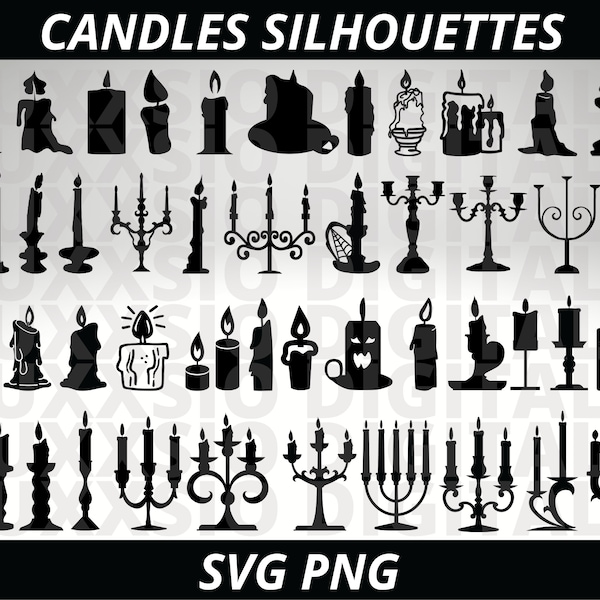 Candle Svg, Halloween Candles Svg, Candle Clipart, Candle Png, Candle Silhouettes, Svg Files for Cricut, Png, Halloween Candles SVG, PNG