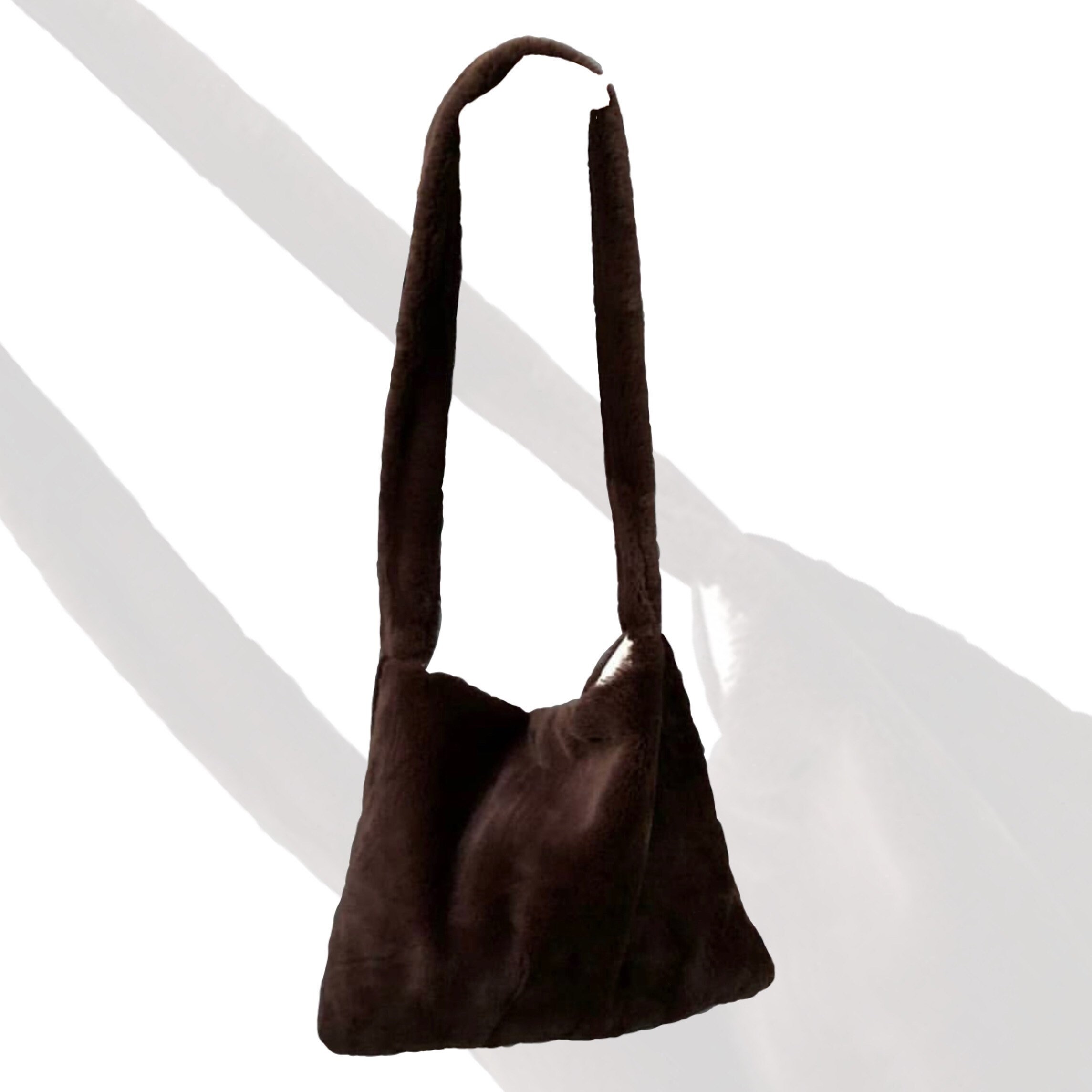 fluffy brown tote bag