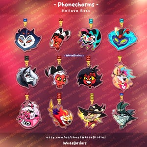 Helluva Boss Phone Charms: Stolas, Blitzo, Moxxie, Millie