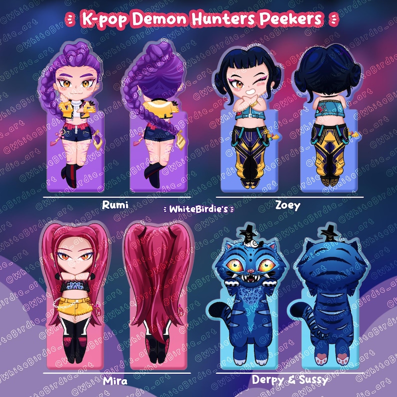 Kpop Demon Hunters Peekers - Rumi, Zoey, Mira & Derpy Hipper - Etsy