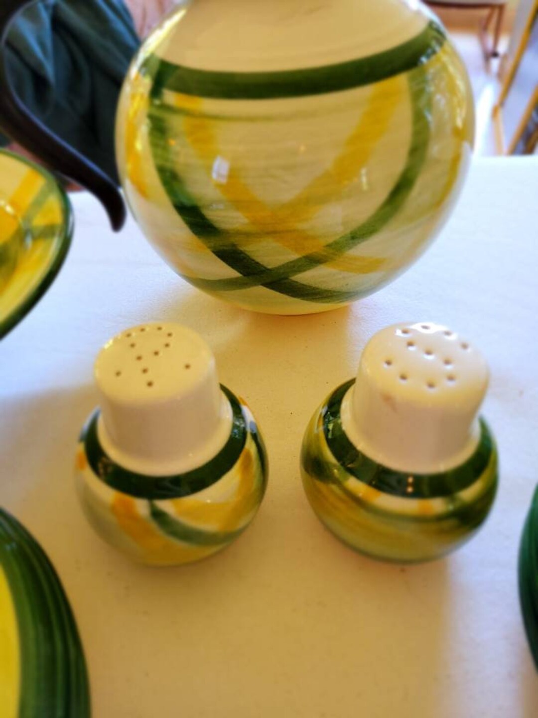 Vernonware Salt and Pepper Shakers. Gingham Pattern Etsy