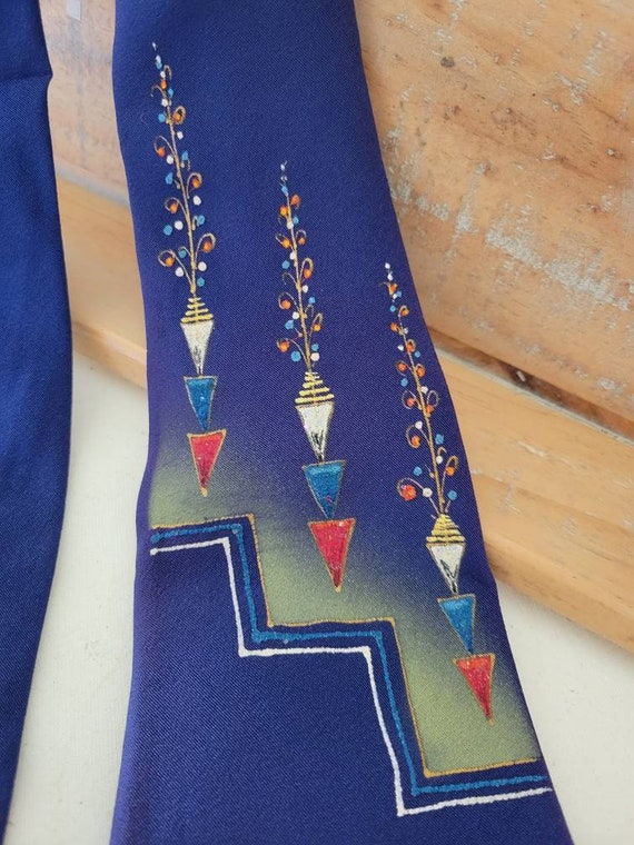 Tie. Hand painted. Silk. Vintage - image 1