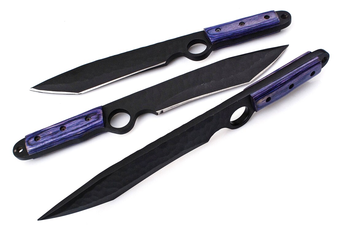 Handmade Throwing Knives Set with Leather Pouch. Etsy