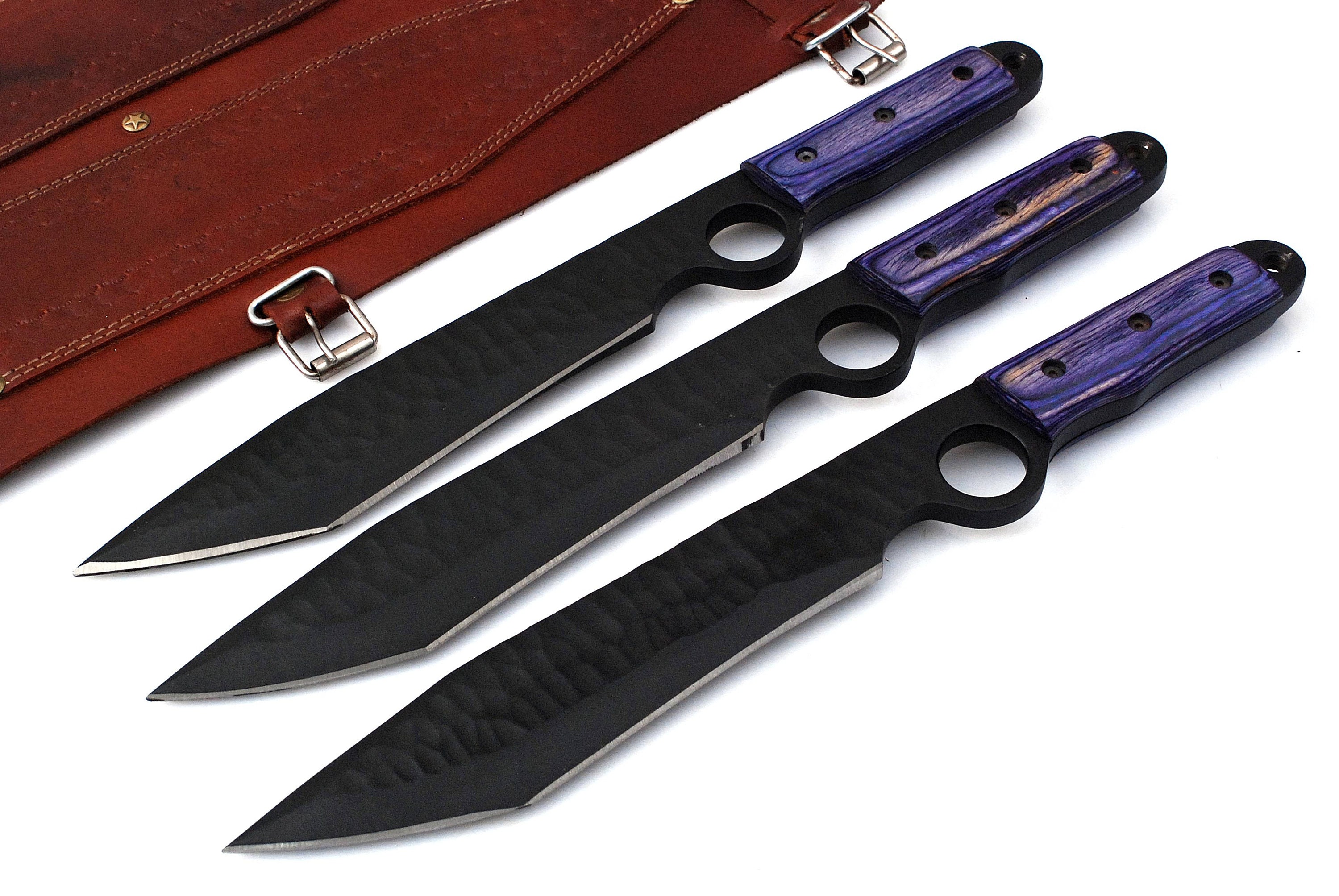 Handmade Throwing Knives Set with Leather Pouch. Etsy