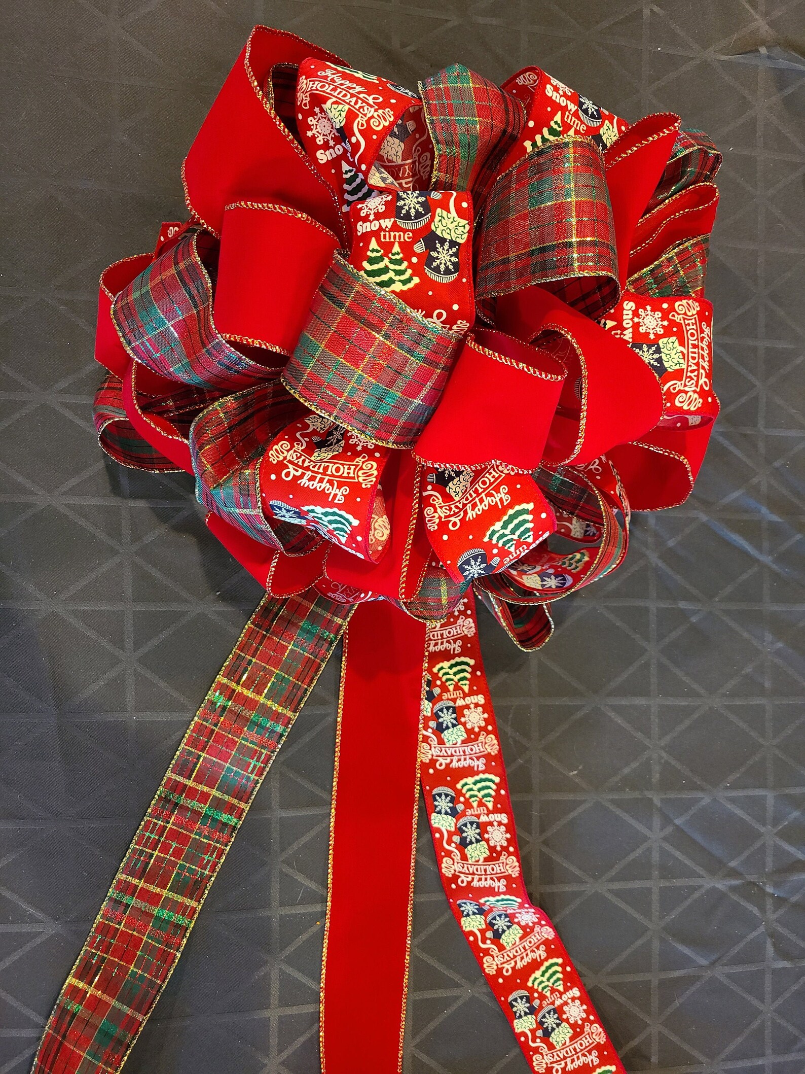 Red ribbon Tree topper Etsy