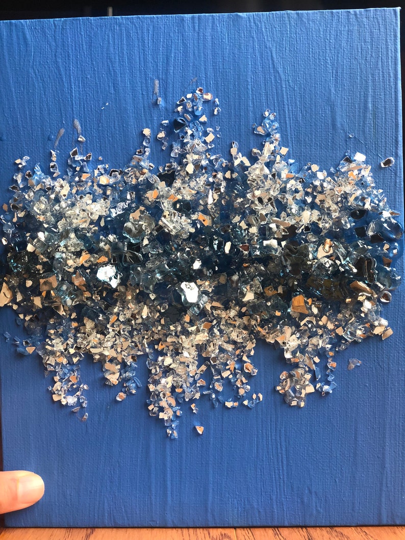 Crushed Glass Abstract Art Decoration Pieces 2 Piece Set Etsy