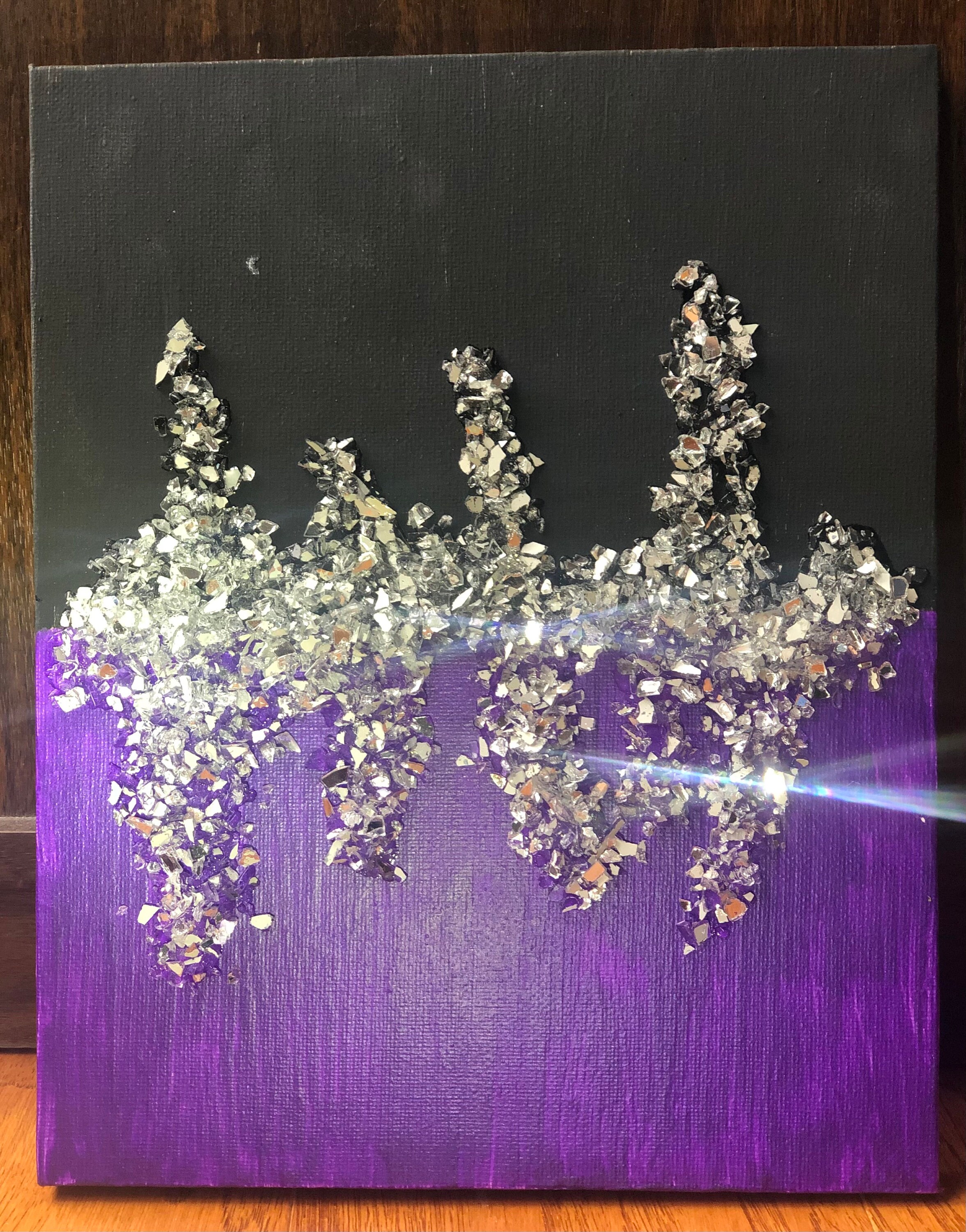 Crushed Glass Abstract Art Decoration Pieces 2 Piece Set Etsy