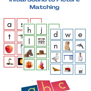 Cartes de correspondance son et image avec lettres Montessori (maternelle, activité de prélecture)