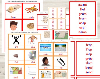 CCVC & CVCC Words Picture Cards | Montessori Language Cards | Montessori Words List | Words List for Kids | Montessori Reading Program