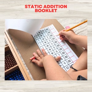 Libretto di addizione Montessori / Libretto di addizione / Pratica di addizione statica / Aggiunta semplice per la scuola materna