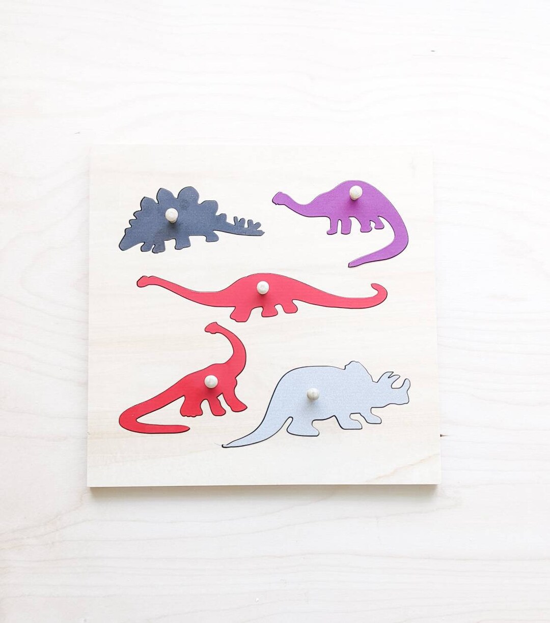 Wooden Dinosaur Puzzle | Montessori Puzzle for Toddlers | Wooden Knob ...