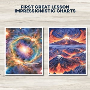 Montessori First Great Lesson Impressionistic Chart Set di 7 / File PDF / Dimensioni 16X20 / Download immediato