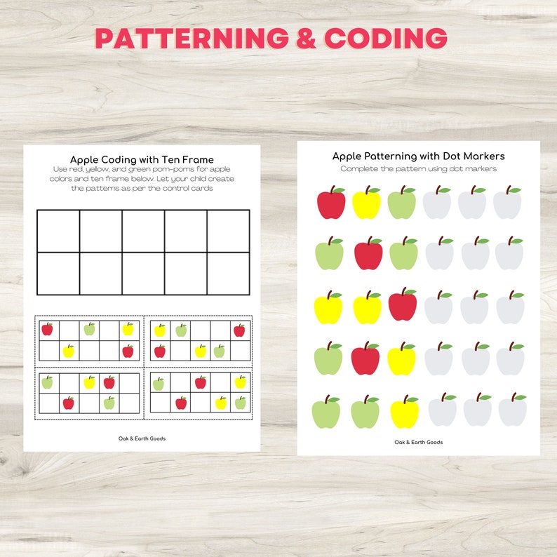Apple Printable Pattern Apple Theme Preschool Printables | Montessori Printables | Montessori ...