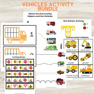 Montessori Truck Theme Printable | Preschool Activity Bundle | Busy Book Pages |  Vehicles Theme Activities