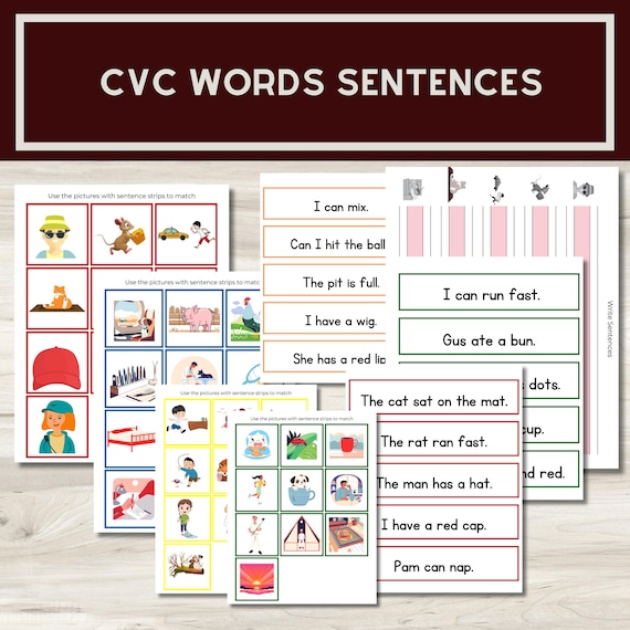 Digital Download Montessori CVC Words Sentences | Color Coordinated Language Bundle  Montessori Writing Paper