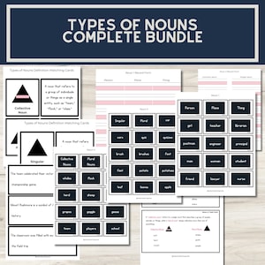 Montessori Types of Nouns Complete Bundle | Types of Nouns Sorting | Montessori Grammar Lesson | Montessori Elementary