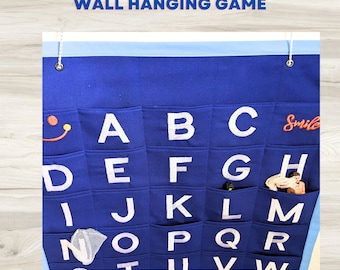 Montessori Alphabet Pocket Mat | Fabric Alphabet Roll | Embroidered Alphabet Roll | Phonetic Sounds Game | Sensory Alphabet Wall Hanging