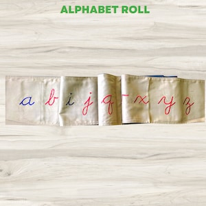Montessori Alphabet Roll | Spanish Alphabet Roll | English Alphabet Roll in Print & Cursive | Embroidered Alphabet Roll| Phonics Game