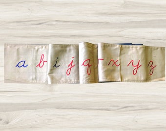 Montessori Alphabet Roll | Spanish Alphabet Roll | English Alphabet Roll in Print & Cursive | Embroidered Alphabet Roll| Phonics Game