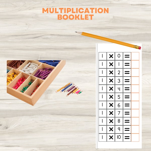 Montessori Multiplication Booklet | Multiplication Booklet for Montessori Materials | Static Multiplication | Single Digit Multiplication