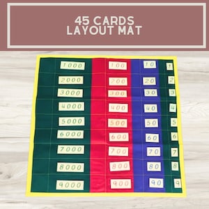 Montessori 45 Cards Layout Mat | Montessori Place Value Mat | Montessori Decimal System Mat | Montessori Math
