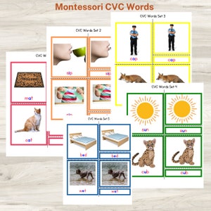Montessori CVC Words | Complete CVC Words List | Montessori Three Part Cards | Phonics Work for Preschoolers