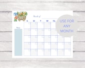 Gnome Printable Calendar Page,  Printable Gnome Calendar,  Digital Calendar,  Gnome Printables,  Digital Download,  Gnome Calendar