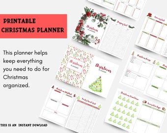 Printable Christmas Planner,  Holiday Organizer, Fillable Planner Pages, Christmas To Do List,  Holiday Planning Pages,  Instant Download