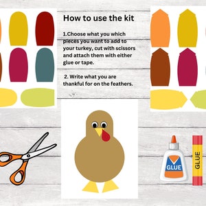 Thankful Turkey Craft Kit, Printable Thanksgiving Activity, Turkey Craft for Kids, What I'm Thankful for Turkey, Instant Download image 5