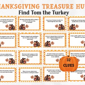 Thanksgiving-Truthahn-Schatzsuche für Kinder, Schnitzeljagd-Spiel für die Familie, Finde den Truthahn-Spiel, druckbare Thanksgiving-Aktivität
