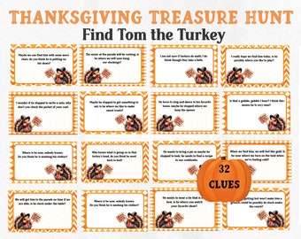 Thanksgiving Turkey Treasure Hunt for Kids,  Family Scavenger Hunt Game,  Find the Turkey Game,  Printable Thanksgiving Activity