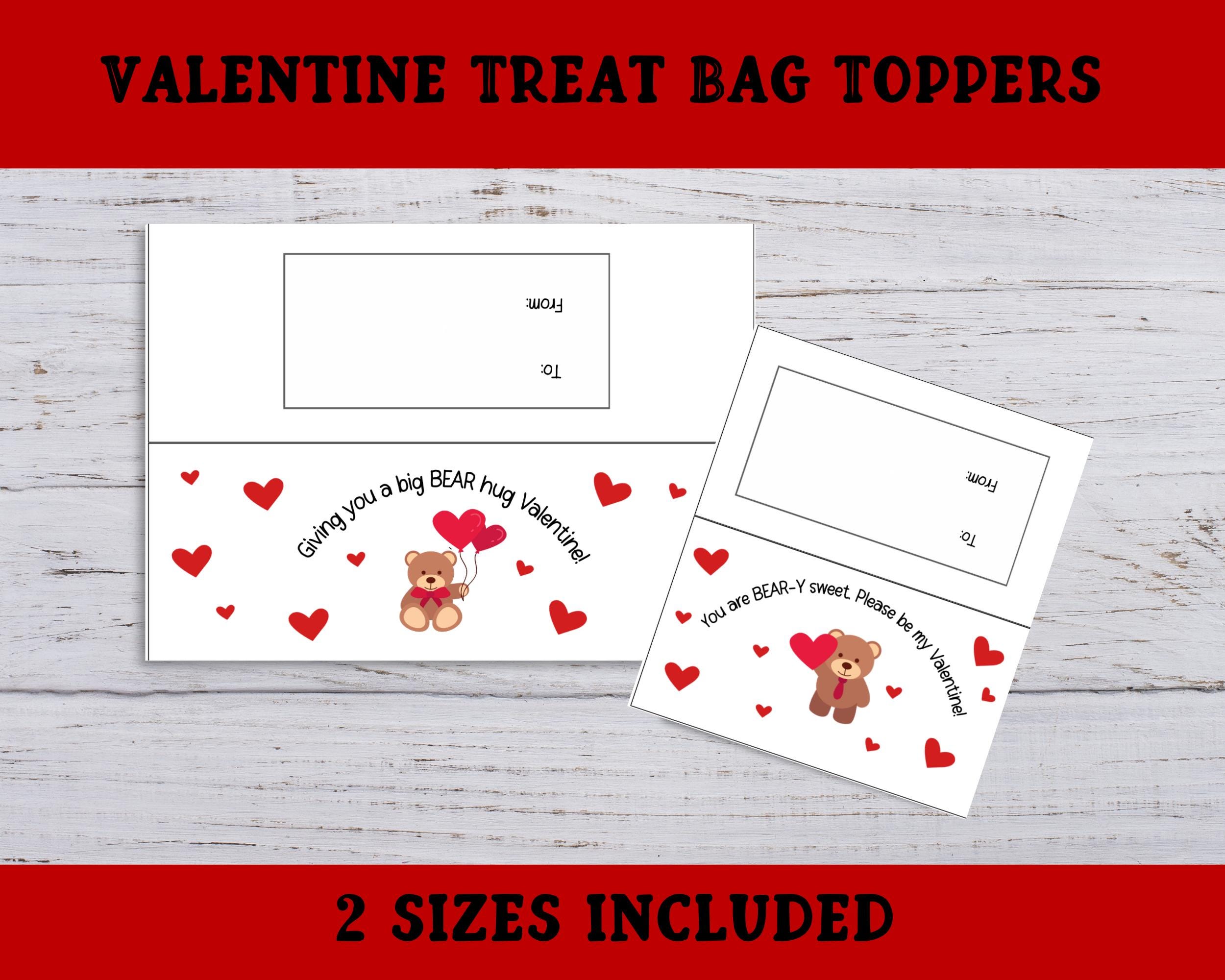 23 Valentine's Day Printable Bottle Labels for Festive Fun 18 Valentines Day Treat Bag Toppers, Class Party Favor Bag Labels,…