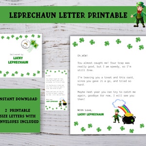 Carta de duende imprimible, Carta del día de San Patricio para niños, Carta de trampa de duende, Carta tamaño duende para niños