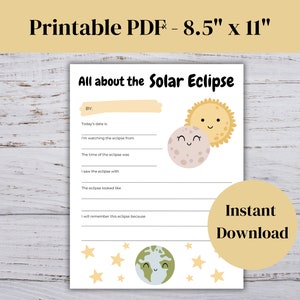 Solar Eclipse Activity for Kids, Total Eclipse Worksheet, Solar Eclipse Classroom Activity, All About the Eclipse, Solar Eclipse for Kids image 2