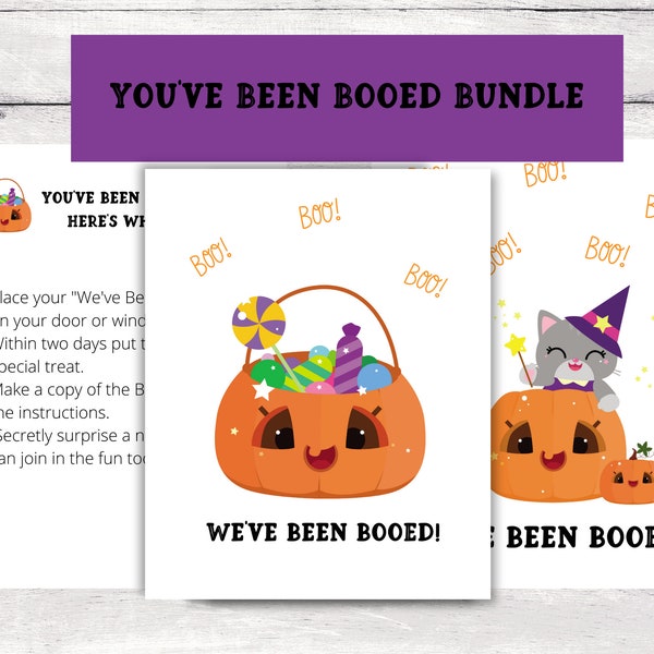 You've Been Booed Sign Bundle, Printable Booed Game Kit,  Halloween Neighborhood Tradition,  We've Been Booed, Boo Your Neighbors