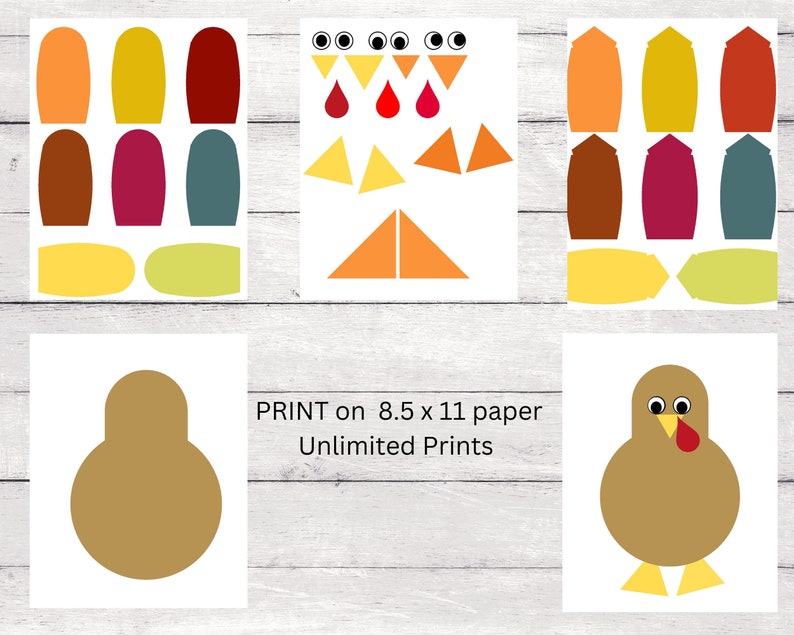 Thankful Turkey Craft Kit, Printable Thanksgiving Activity, Turkey Craft for Kids, What I'm Thankful for Turkey, Instant Download image 4