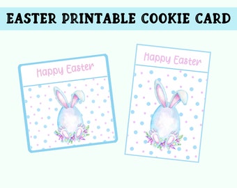 Printable Easter Cookie Card, Bunny Cookie Tag, Happy Easter Treat Card, Easter Favor Tags, Spring Cookie Favor Card