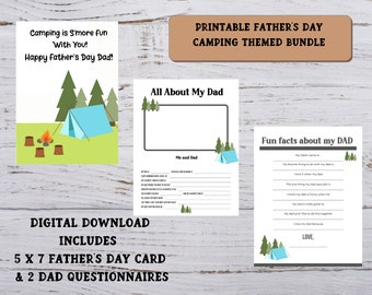 Father's Day Printable Card and Questionnaire Bundle, Instant Download, Last Minute Gift, Father's Day Printables, Gift for Dad