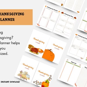 Printable Thanksgiving Planner, Holiday Planner, Thanksgiving Organizer, Turkey Day Planning, Thanksgiving Party Bundle