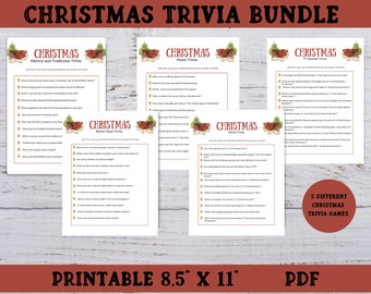 Christmas Trivia Party Game Bundle, Printable Christmas Trivia Games, Classroom Christmas Activity,  Trivia Games for Christmas