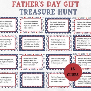 Búsqueda del tesoro de regalos del Día del Padre, Juego imprimible del Día del Padre, Búsqueda del tesoro en interiores para papá, Regalo del Día del Padre, Actividad familiar
