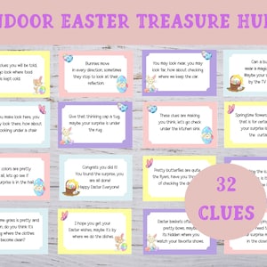 Indoor Easter Treasure Hunt, Scavenger Hunt for Kids,  Printable Easter Games, Indoor Easter Party Game,  Easter Treasure Hunt Clues