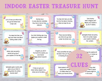 Indoor Easter Treasure Hunt, Scavenger Hunt for Kids,  Printable Easter Games, Indoor Easter Party Game,  Easter Treasure Hunt Clues